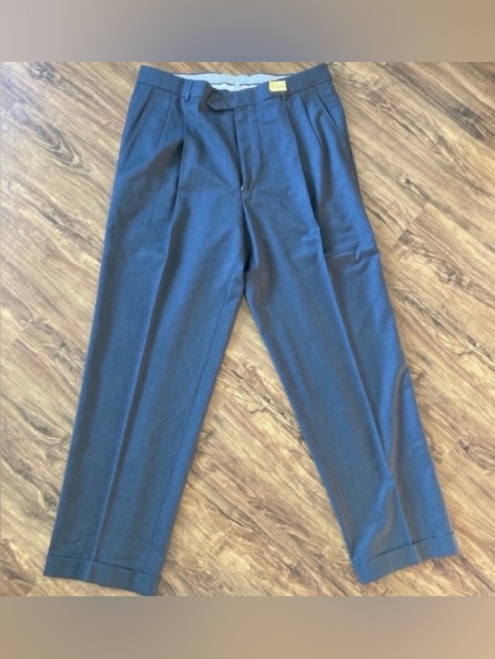 Ballin Classic Men's Classic Pleated Dress Pants in Blue Size 36R Pure Wool